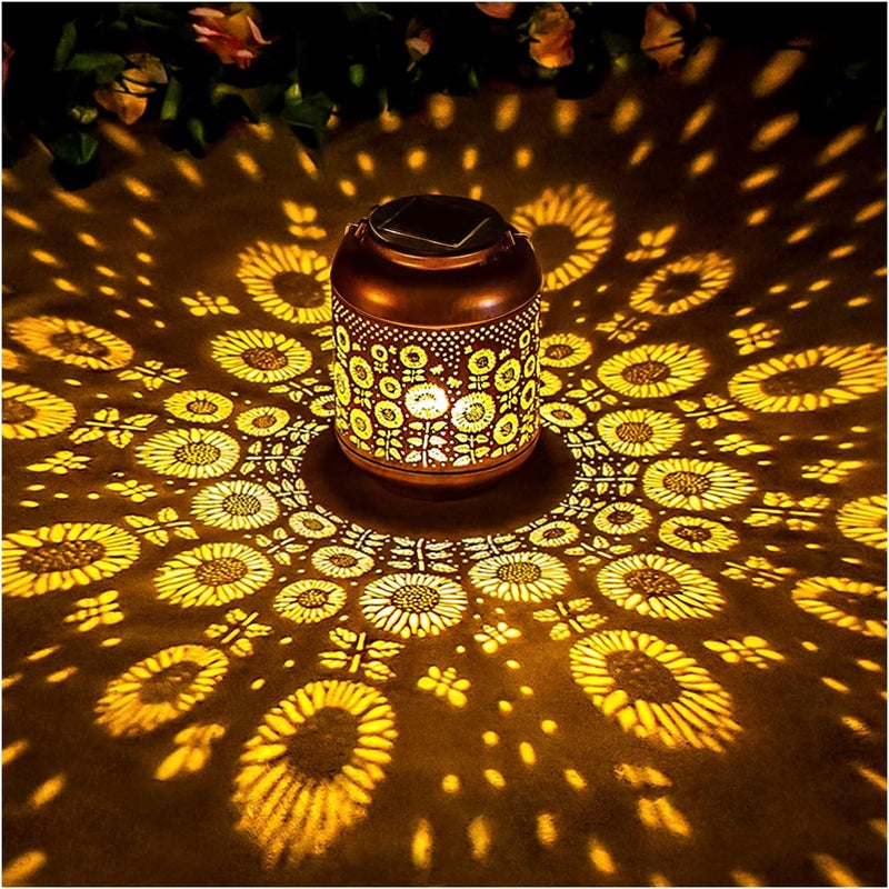 EZTZEN 2 Pack Sunflower Solar Lanterns Outdoor Waterproof Hanging Solar Lights Sunflower Gifts for Women Men Mom Metal Decorative LED Outdoor Lanterns for Patio,Lawn,Landscape, Garden Decor, Yard Decoration - Image 4
